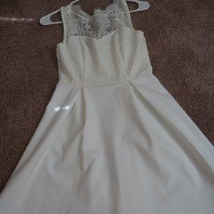 Short wedding-style white dress